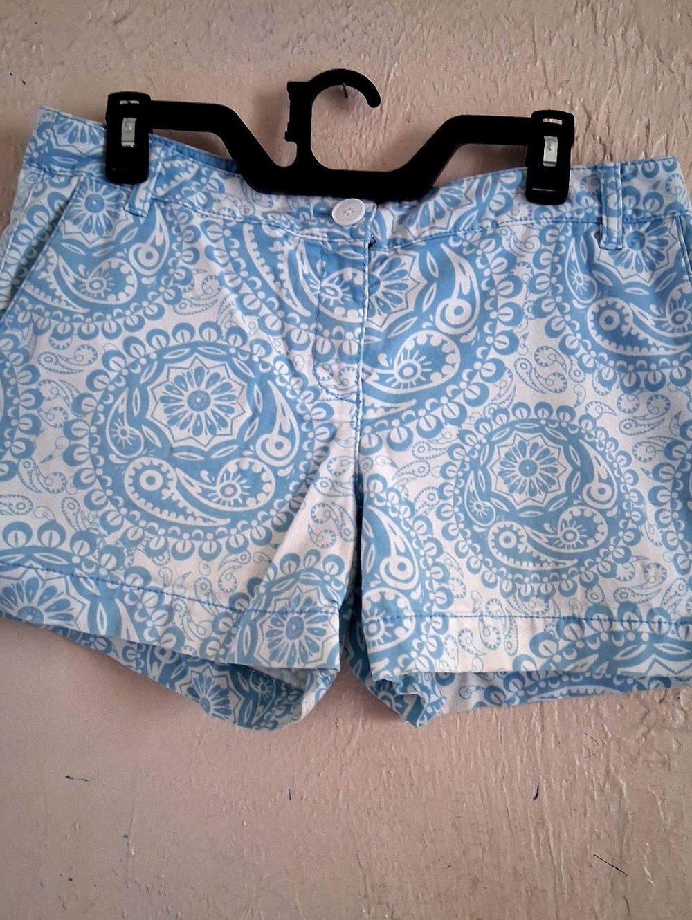 LOFT Paisley Shorts Size 8 Blue White Preppy Summer Coastal Chic EUC - Picture 2 of 4